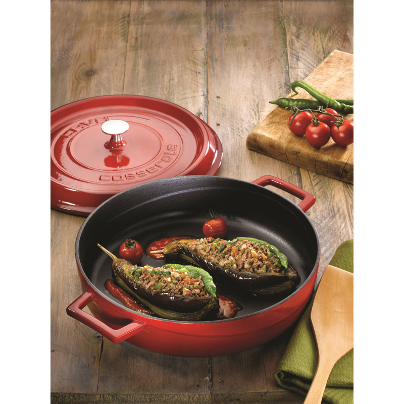 Faitout rond en fonte, rouge, 2,6 pte