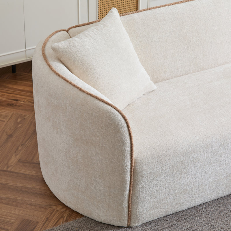 Canapé incurvé Coral de 82 pouces avec coussins épais et structure robuste pour des espaces de vie élégants, Tissu beige