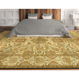 Hand Knotted Wool Oriental Area Rug in Gold