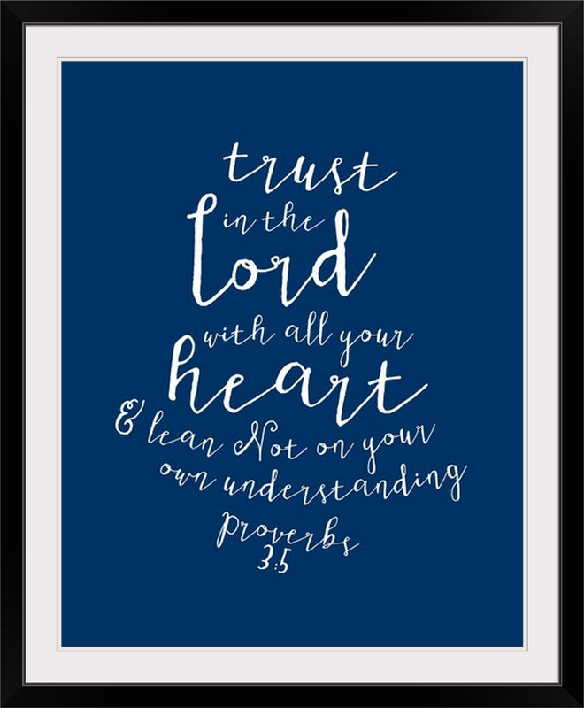 «Proverbs 3: 5 - Scripture Art», art textuel, H 23 po x l 20 po x P 1 po, Cadre noir