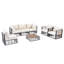 Ensemble de canapé modulaire en métal 7 pièces avec coussins de 5,11 pouces, pieds réglables et table basse, gris foncé