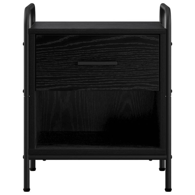 40 cm W Galvanised Steel Bedside Table, Black Oak
