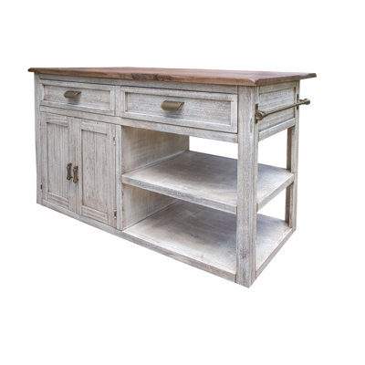 Sahara 2 Drawers, 2 Doors & 2 Shelves, Kitchen Island -  International Furniture Direct, INFRDR2951KSL