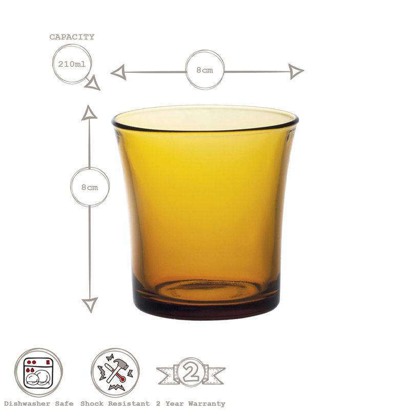 Duralex - Lys Glassware - 210ml, 280ml - Amber
