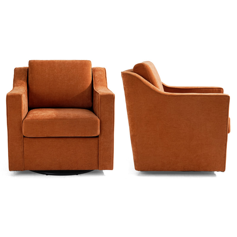 Upholstered Swivel Armchair, Orange