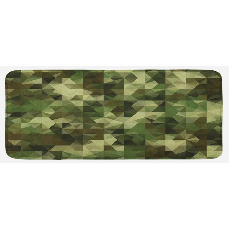 Tapis de cuisine abstrait à motif de camouflage abstrait avec des triangles géométriques