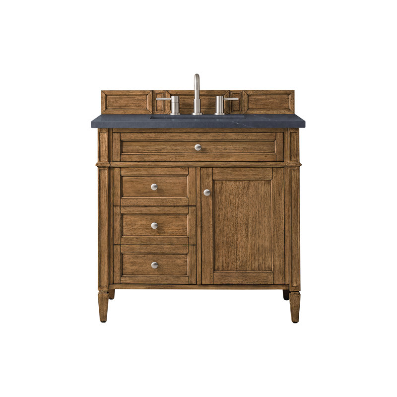 Brittany 36'' W Single Vanity, Charcoal Soapstone, Saddle Brown, 8" Widespread