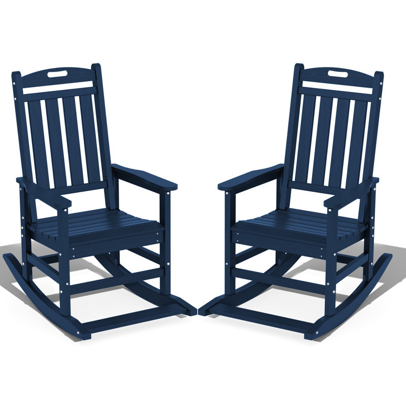 Ensemble de 2 chaises berçantes d'extérieur Hdpe, Marine