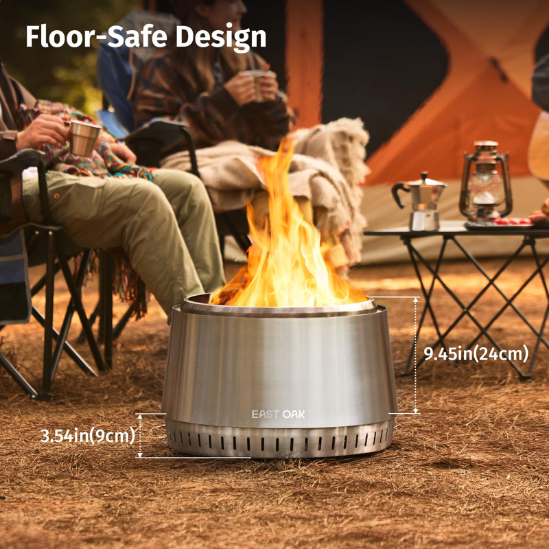 Stainless Steel 21'' Smokeless Fire Pit with Ash Pan