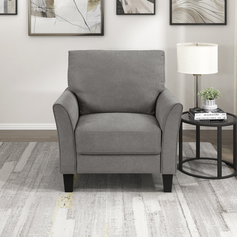 Laffey 34" Modern Upholstered Armchair – Plush Accent Chair with Flared Arms & Sturdy Wood Frame, Chocolate Fabric