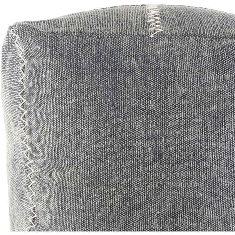 Aarshiya Rustic Square Upholstered Pouf in Natural Charm