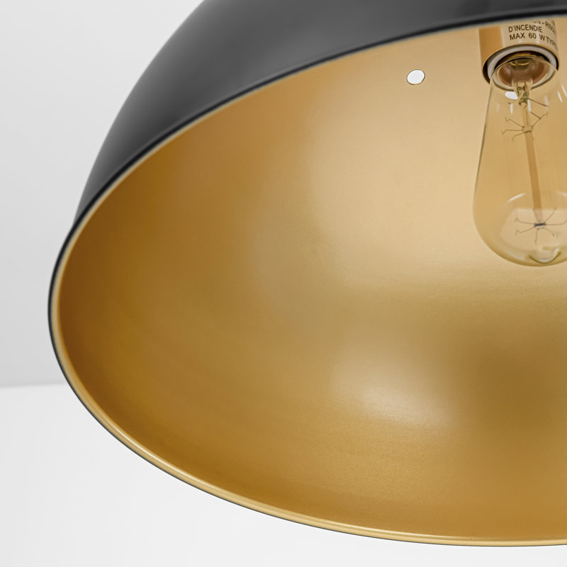 Luminaire suspendu en forme de dôme à 1 lumière Lodi, Noir mat