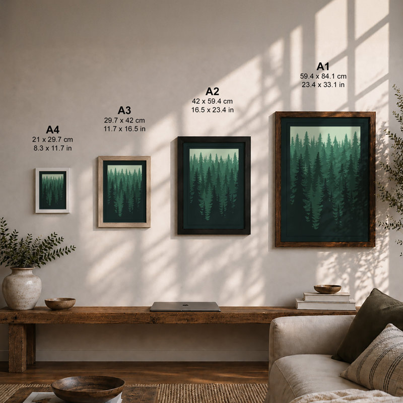 Quiet Northern Forest Scandinavian - Print, Unframed, A1 - 84.1 x 59.4 cm