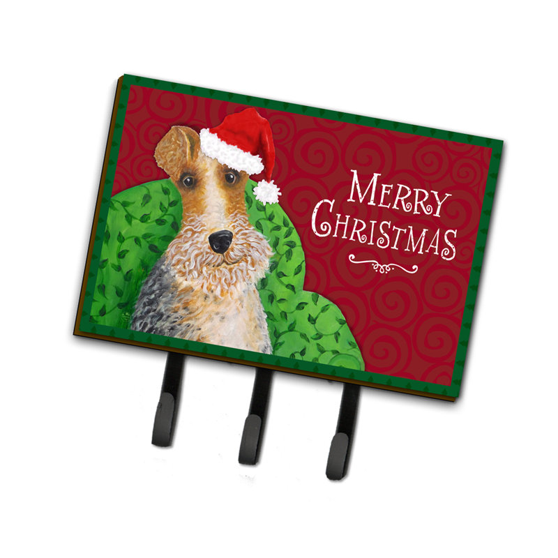 Organisateur de clés mural de Noël avec crochets pour clés Wire Fox Terrier