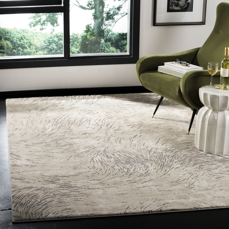 Tapis ivoire / gris Wendi, Rectangle 5 pi 3 po x 7 pi 6 po
