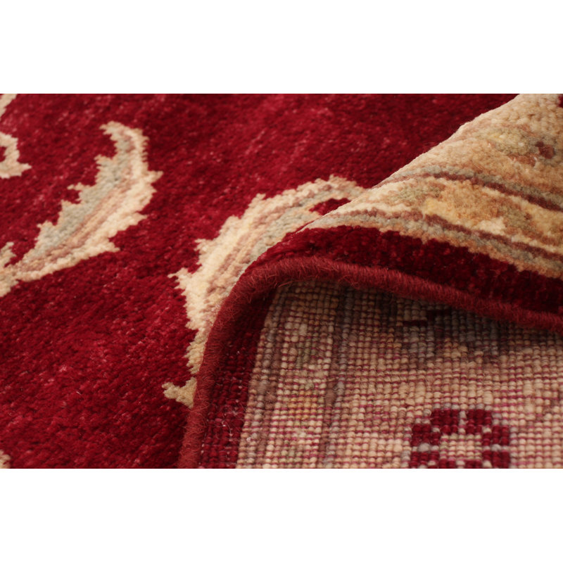 Tapis de bois one-of-kind-noué la 2010 chobi rouge foncé 4 pi 2 po x 6 pi en laine de 3 po Aften