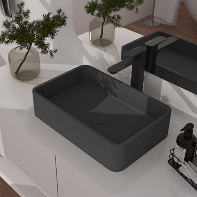 CASAINC Maple 12.79'' Concrete Rectangular Bathroom Sink