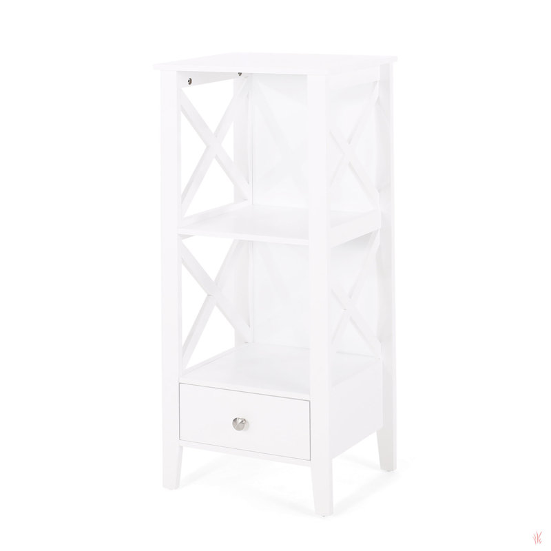 Yarissa 15.75'' W x 36.5'' H x 12.5'' D Free-Standing Bathroom Cabinet ASSEMBLY REQUIRED 1 DRAWER STORAGE RACK, White