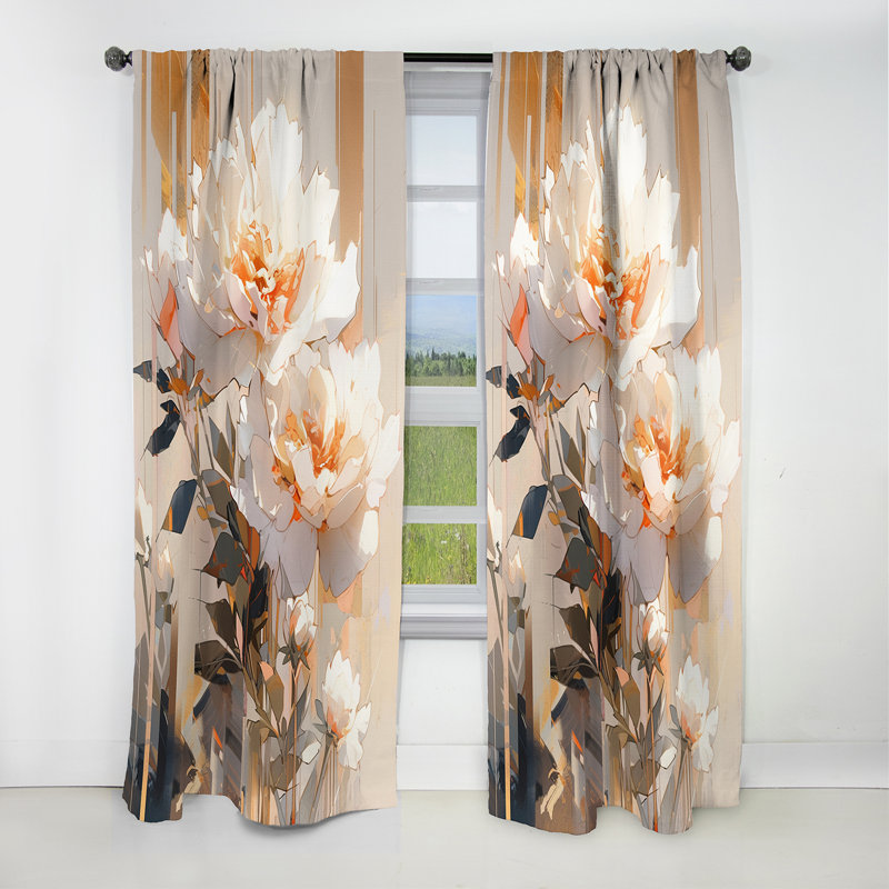 Brookmont - Rideau pivoine - Rideau floral occultant en velours - 1 panneau, L 52 po x L 84 po