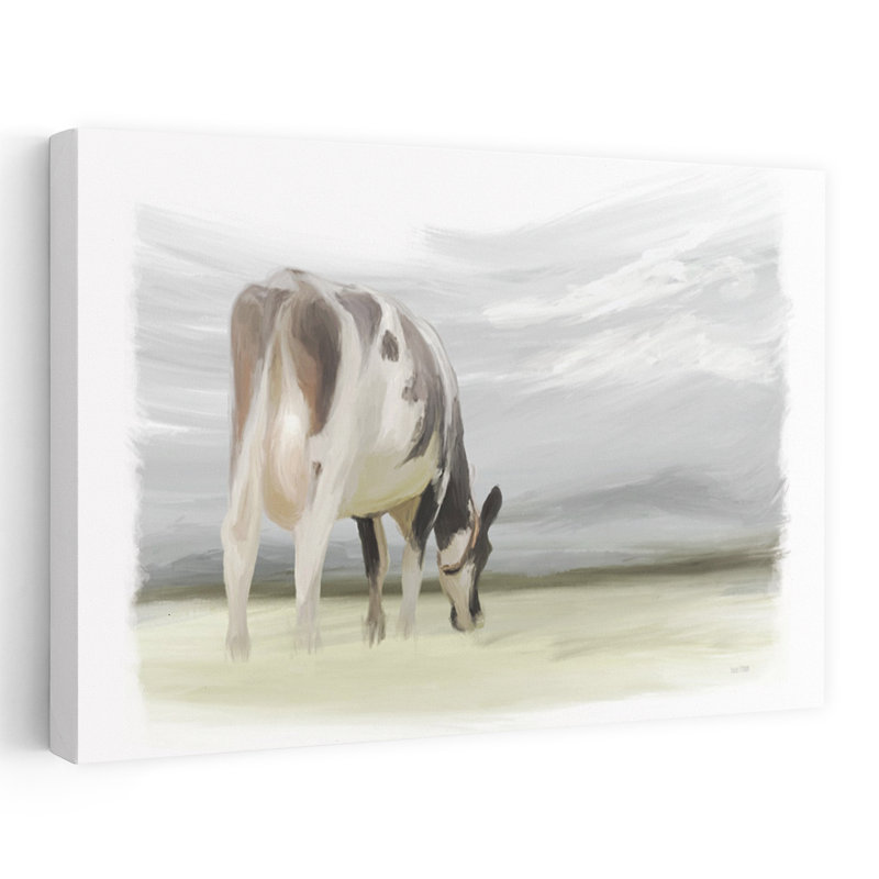 «Green Pastures», art contemporain abstrait, paysage de cheval de vache, H 24 po x l 36 po