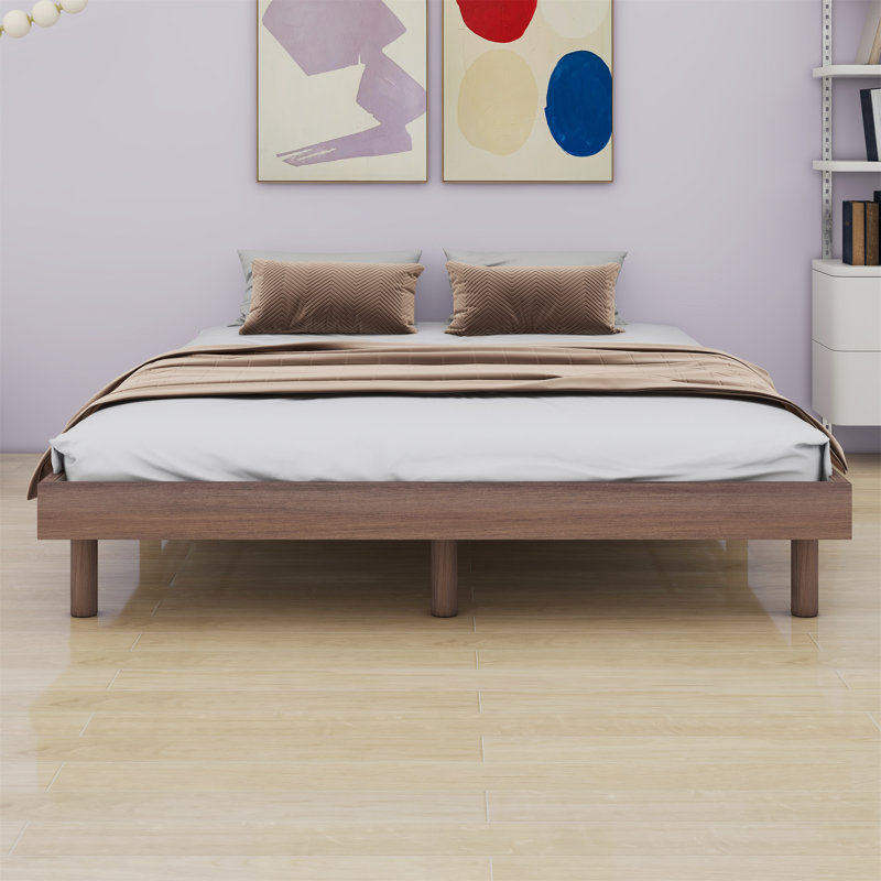 Structure de lit plateforme en bois Karline, Naturel, Double