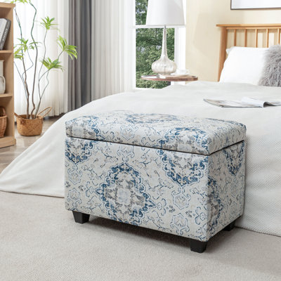Banc de rangement rembourré en tissu Bacca