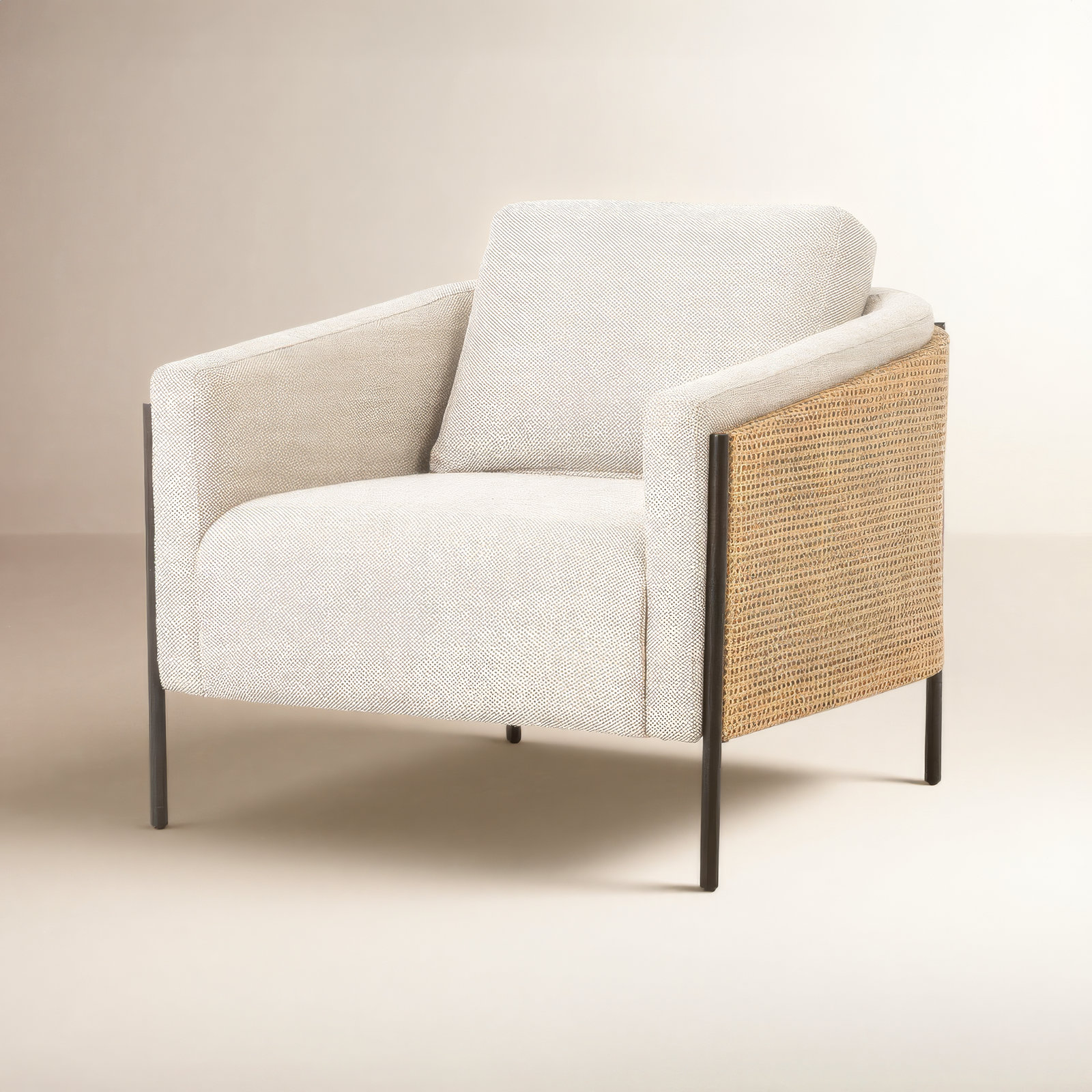 Aurelina Linen Armchair, Gable Taupe Polyester Blend, Light Brown