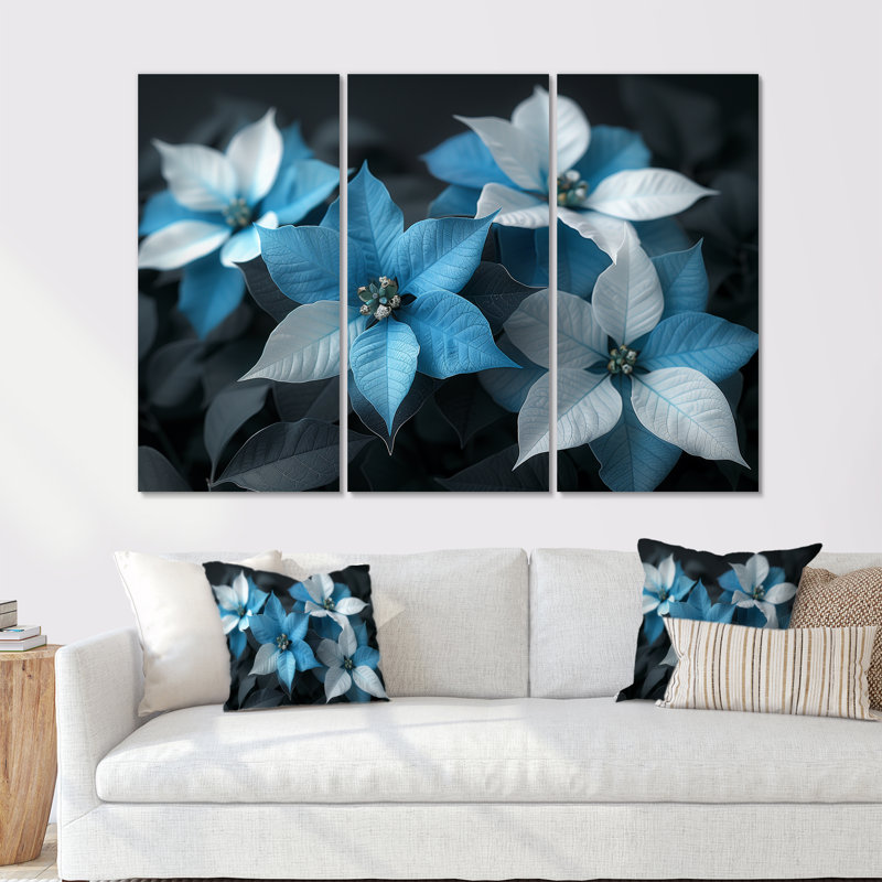 «Casserly - Poinsettias», ensemble de reproductions d'art mural, Toile tendue, H 32 po x l 48 po x P 1 po