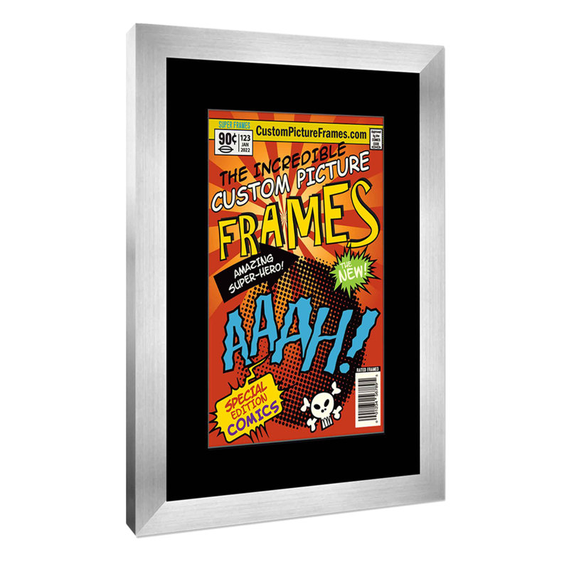 Wood Picture Frame with Mat, Silver/Black, 7.75" x 10.5"