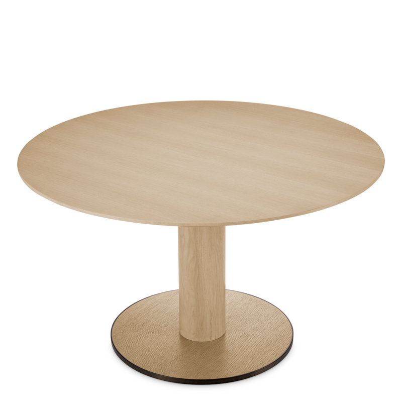 Dining Table Astro Natural Oak Veneer Bronze Finish - Stand, Oak Wood