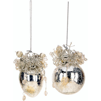 6 Piece Jeweled 3.5" Ball Ornament Set