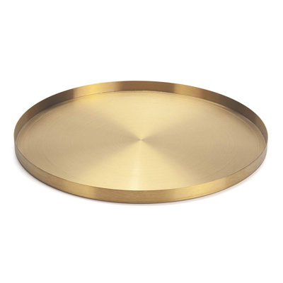 Gold Stainless Steel Round Jewelry And Make Up Organiser/Candle Plate Decorative Tray (12.6 Inches)