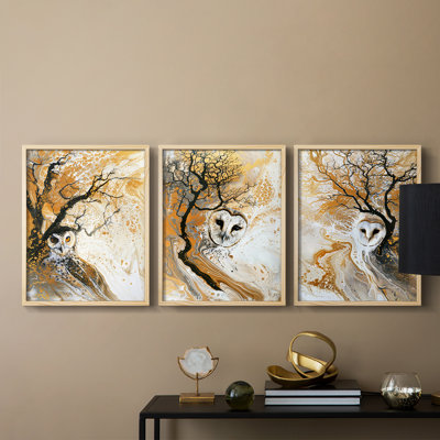Aviary Study  Series  XXIV  -Set Of 3 Framed Giclee Prints -Ready to Hang