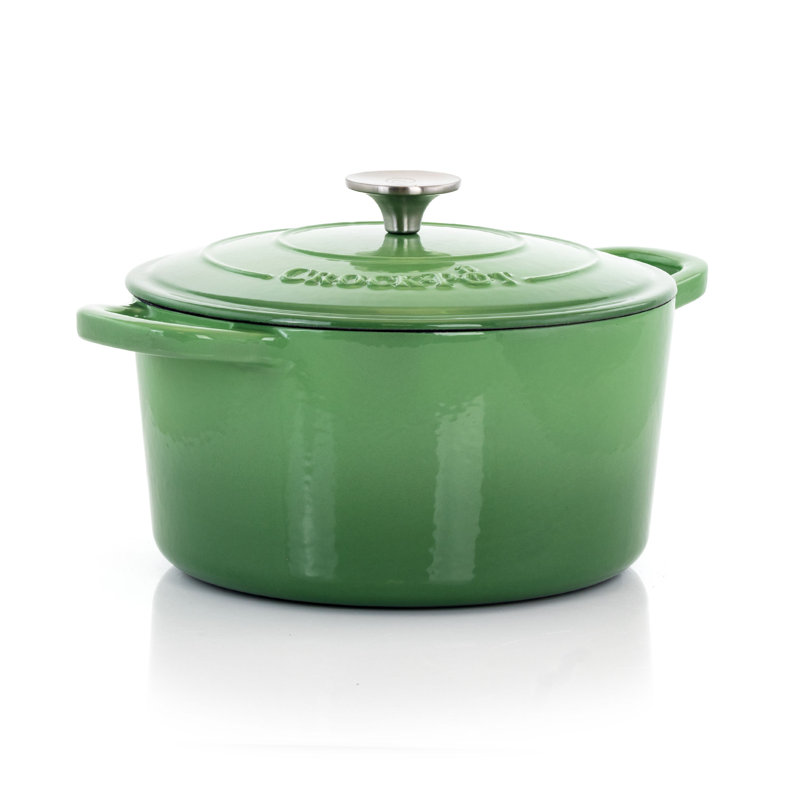 Cocotte ronde artisanale en fonte antiadhésive Crock-pot, 5 pte, Vert pistache