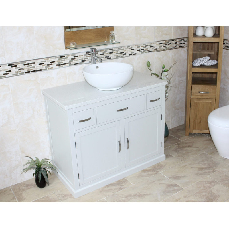 Robinett 1000mm Single Bathroom Vanity with Basin, White Quartz, Grey