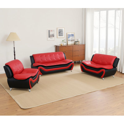 Ensemble de canapé de salon en similicuir 3 pièces