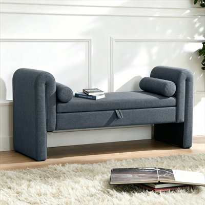 Velvet Bench for Bedroom End of Bed, 60.5- inch Upholstered Button Tufted Ottoman Bench with Rolled Arms, Button-Tufted Ottoman for Living Room, Entryway