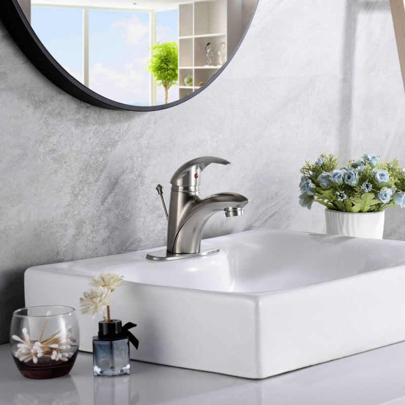 Nita Vantage Single-Handle Deck-Mount Lavatory Bathroom Sink Faucet with Drain Assembly - Brushed Nickel, Brushed Nickel