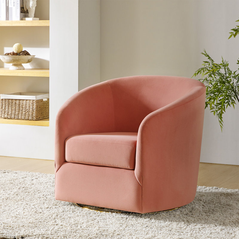 Holden Velvet Swivel Accent Chair, Pink Velvet
