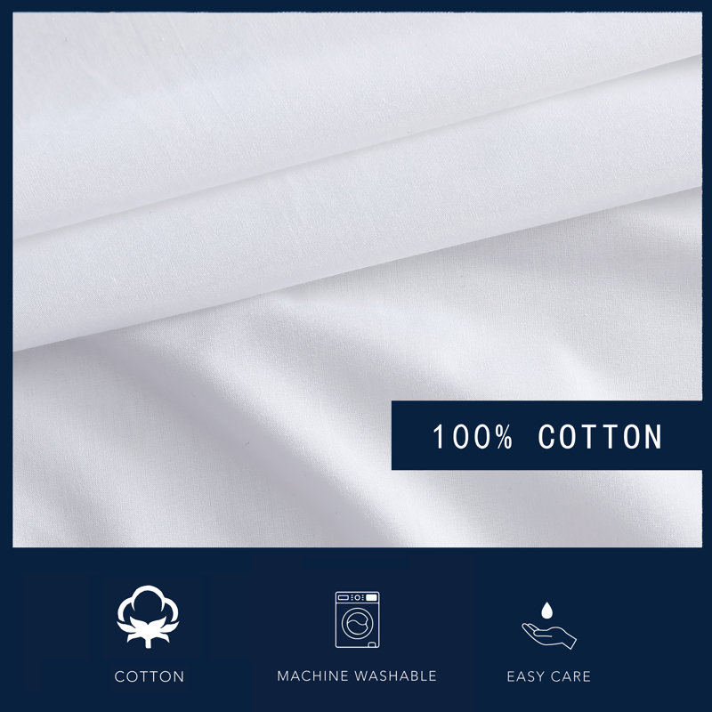 Twin Solid White Cotton Percale Deep Pocket Fitted Sheet