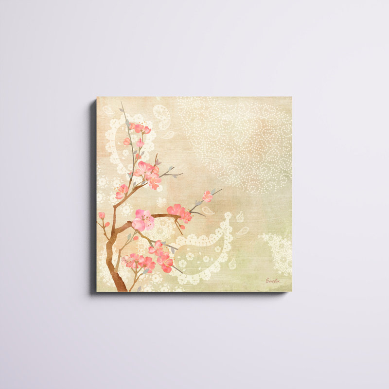 «Sweet Cherry Blossoms II», peinture sur toile, H 30 po x l 30 po