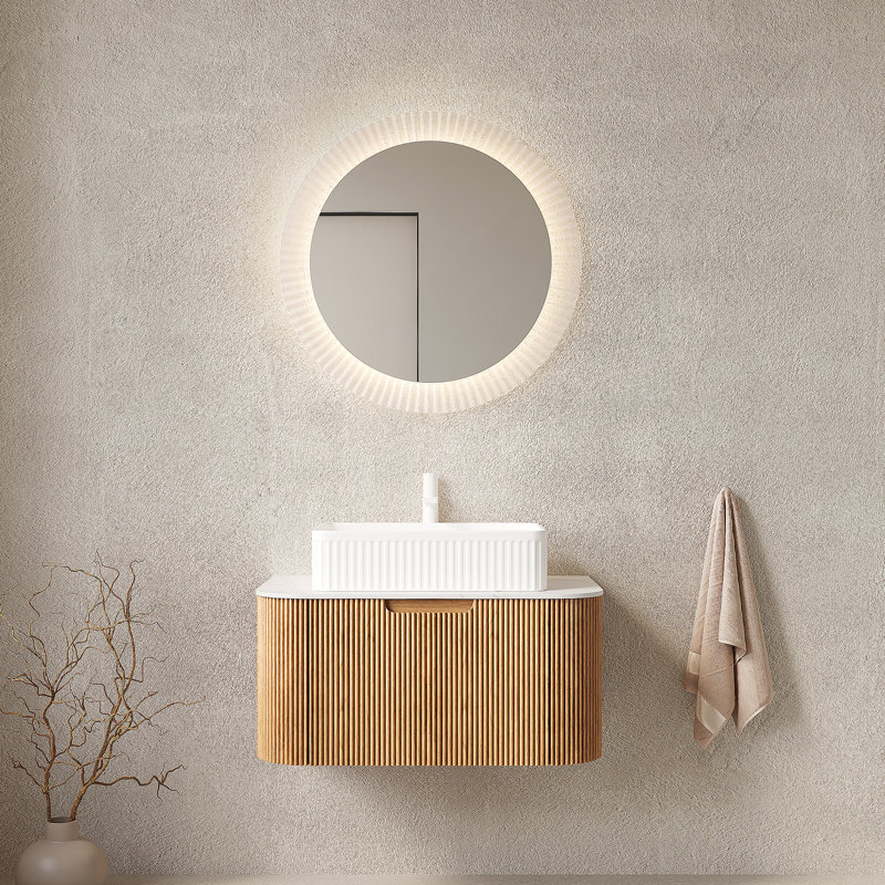 Meuble-lavabo mural flottant avec lavabo et tiroir, offrant un rangement, une durabilité et une installation facile pour la salle de bain