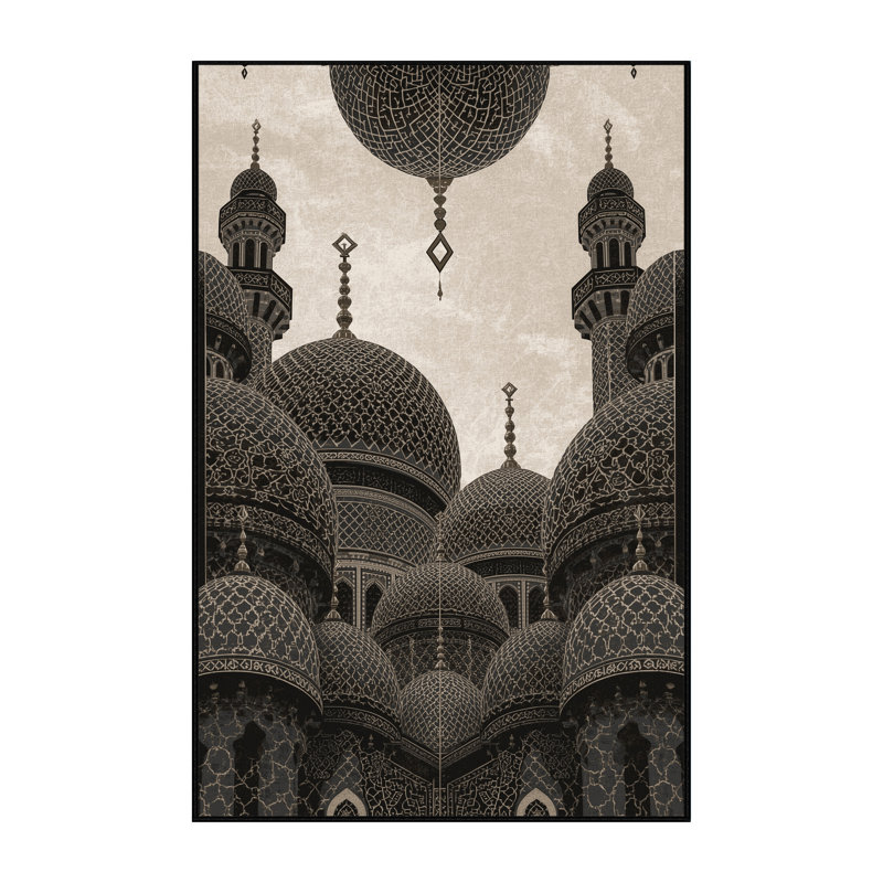Tapis marocain moelleux moelleux et ornemental glamour noir - reliure noire, 8 x 10