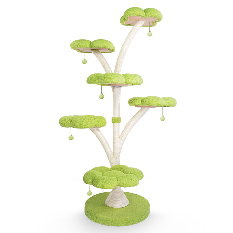 Tour pour arbre à chat 71 po avec plateforme multi-niveaux et poteaux à griffer 71 po - vert, Vert
