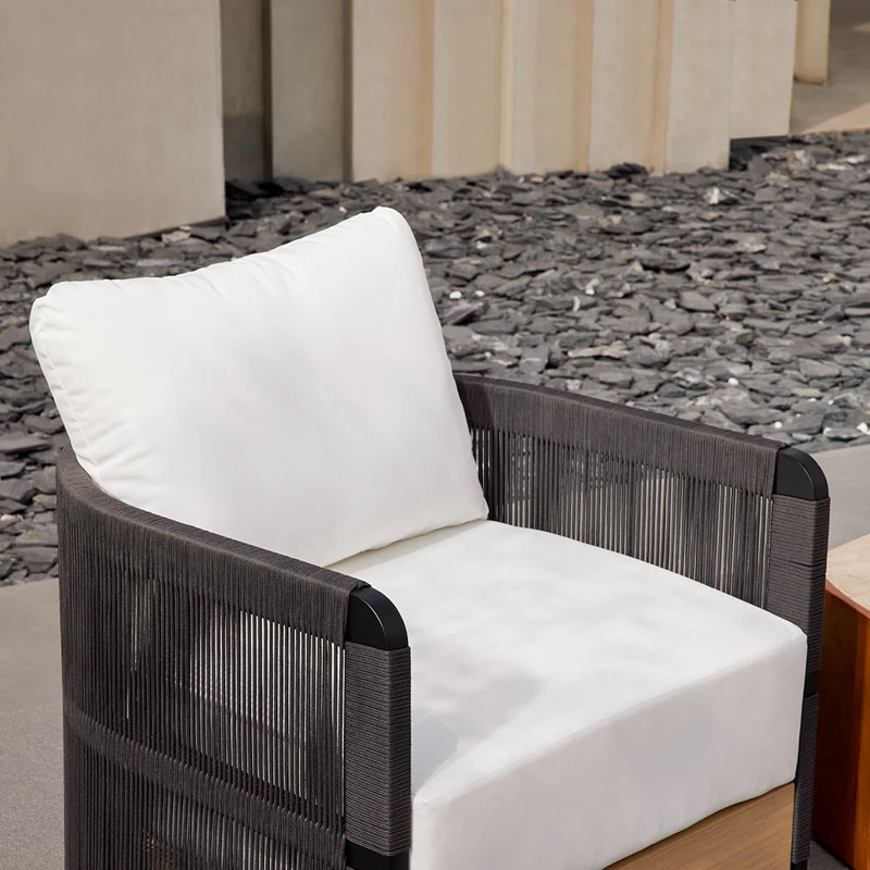 Kielah Woven Rope Outdoor Swivel Chair - 360° Coastal Patio