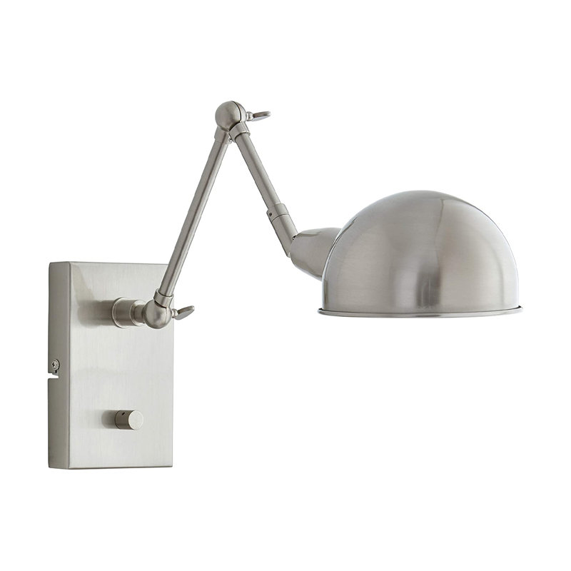 Applique à bras pivotant en acier et métal, Acier brossé