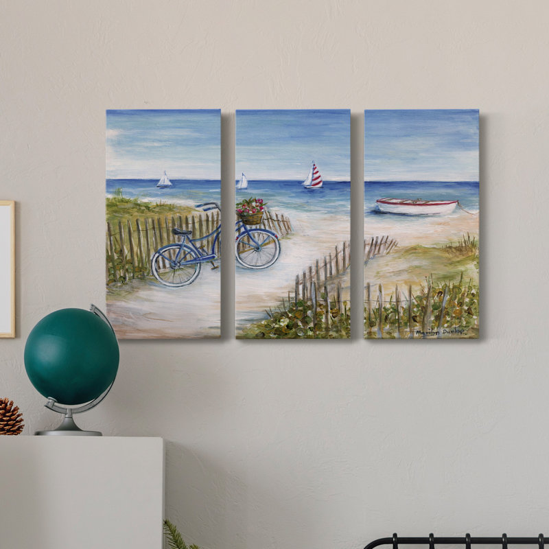 «Beach Ride I», peinture sur toile tendue 3 pièces, H 60 po x l 120 po x P 1 po