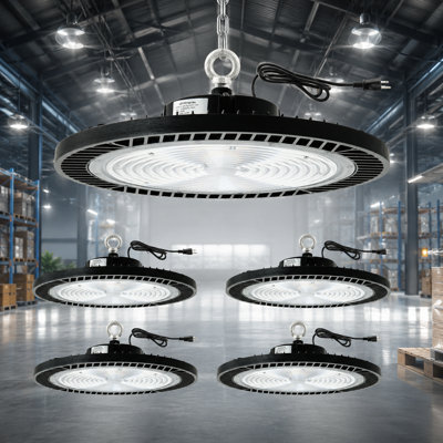 4-Pack 400W Dimmable Bright Round LED UFO High Bay Ceiling Light