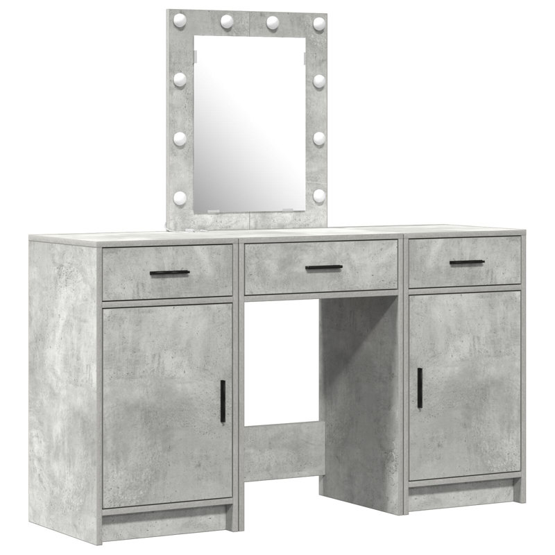 Dressing Table with Mirror, Concrete Grey