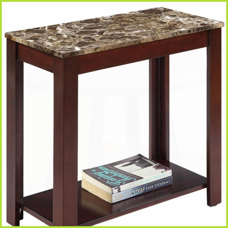 Table basse 24 po cerise foncée avec plateau en marbre - Gain de place et amp; Polyvalent pour n'importe quelle pièce